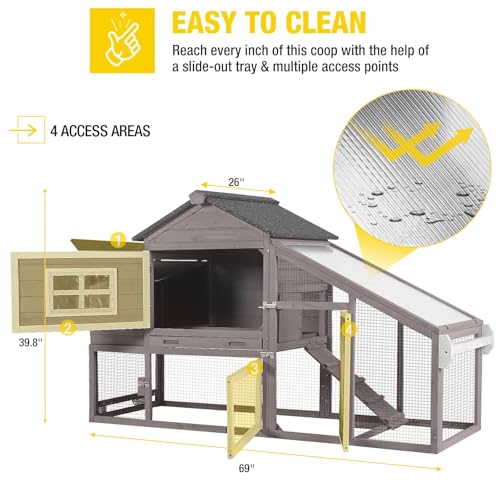 Aivituvin Chicken Coop Mobile Hen Coop, Large Poultry Cage with Wheels Outdoor Backyard Chicken House