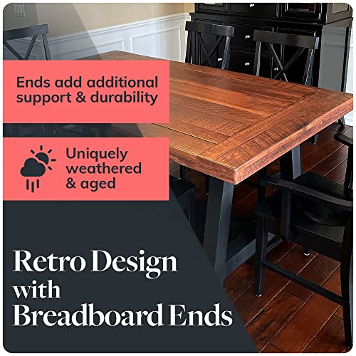 Reclaimed Wood Table Top - Rustic Recycled Solid Wooden Piece Perfect for Signs, Counters, Kitchens, Dining and Coffee Table Tops (Reclaimed Wood Table Top with Metal Edge, 24" x 48")