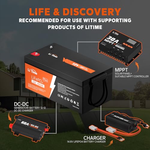 LiTime 12V 100Ah LiFePO4 Battery BCI Group 31 Lithium Battery Built-in 100A BMS, Up to 15000 Deep Cycles, Perfect for RV, Marine, Home Energy Storage