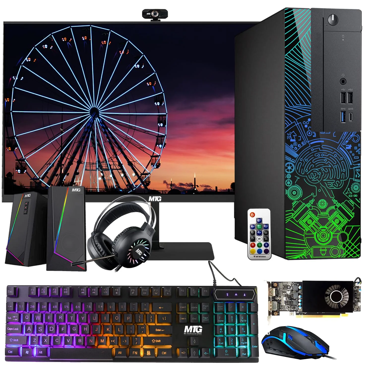 Restored Lumos 8 Gaming Desktop PC,Intel Core i5 8th Gen,16GB RAM,128GB HDD+2TB HDD,AMD RX 550 4GB GDDR5 Graphics Card,22 Inch Monitor,PCI-E Bluetooth|Wi-Fi,RGB Kit,Win 11 Home (Refurbished)