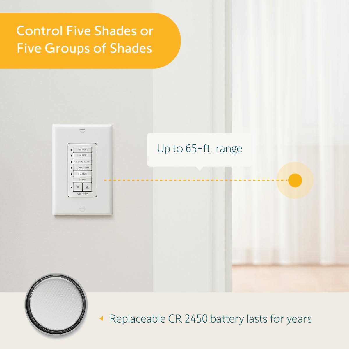 Somfy DecoFlex Wirefree RTS Wall Switch - Shop Hardware Tools Online Store