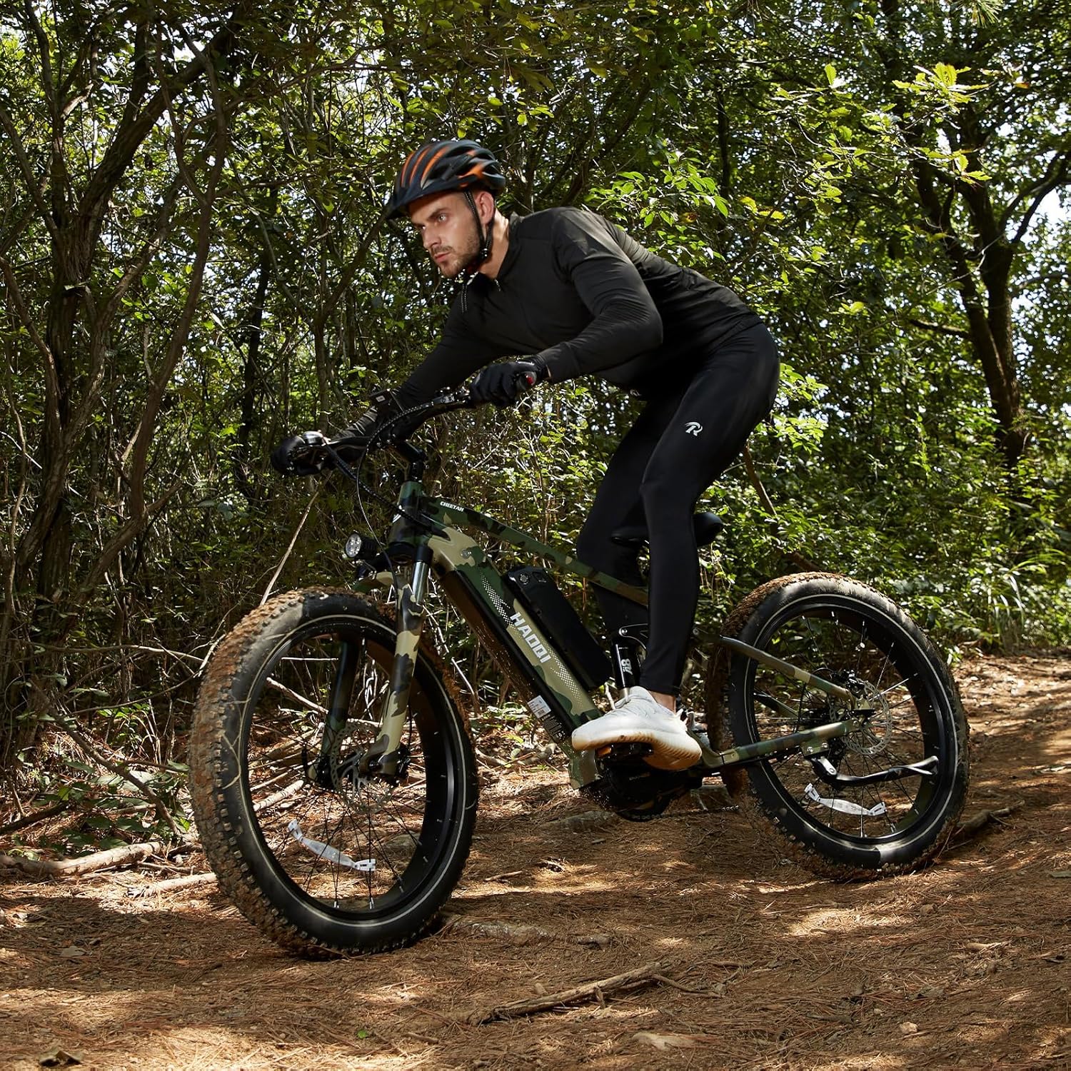 HAOQI Mid-Drive Electric Bike for Adults, 1000W Full Suspension Electric Bike,26" Fat Tire Ebike, 48V 22AH Dual Removable Battery, 28MPH Electric Mountain Bike,
