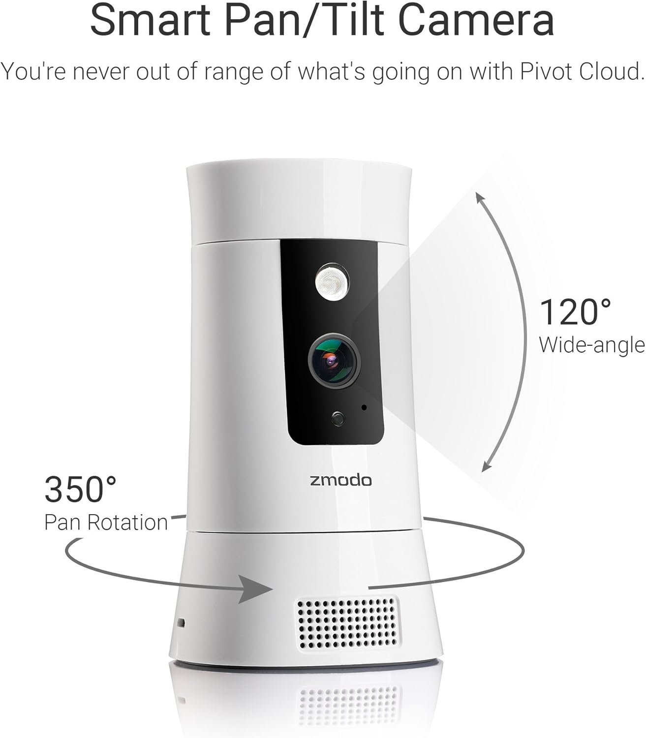 Zmodo Torch 360 Smart Home Garden Door Light Wireless Camera, Outdoor Wide Angle, Motion Alert, Silver