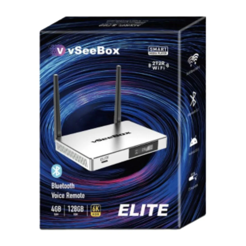 2023 Newest vSeeBox Elite, Newest Smart Android TV Box with Voice Remote Control, Backlit Mini Keyboard and 2Meters 8K HDMI Cable (4G RAM+ 128G ROM)