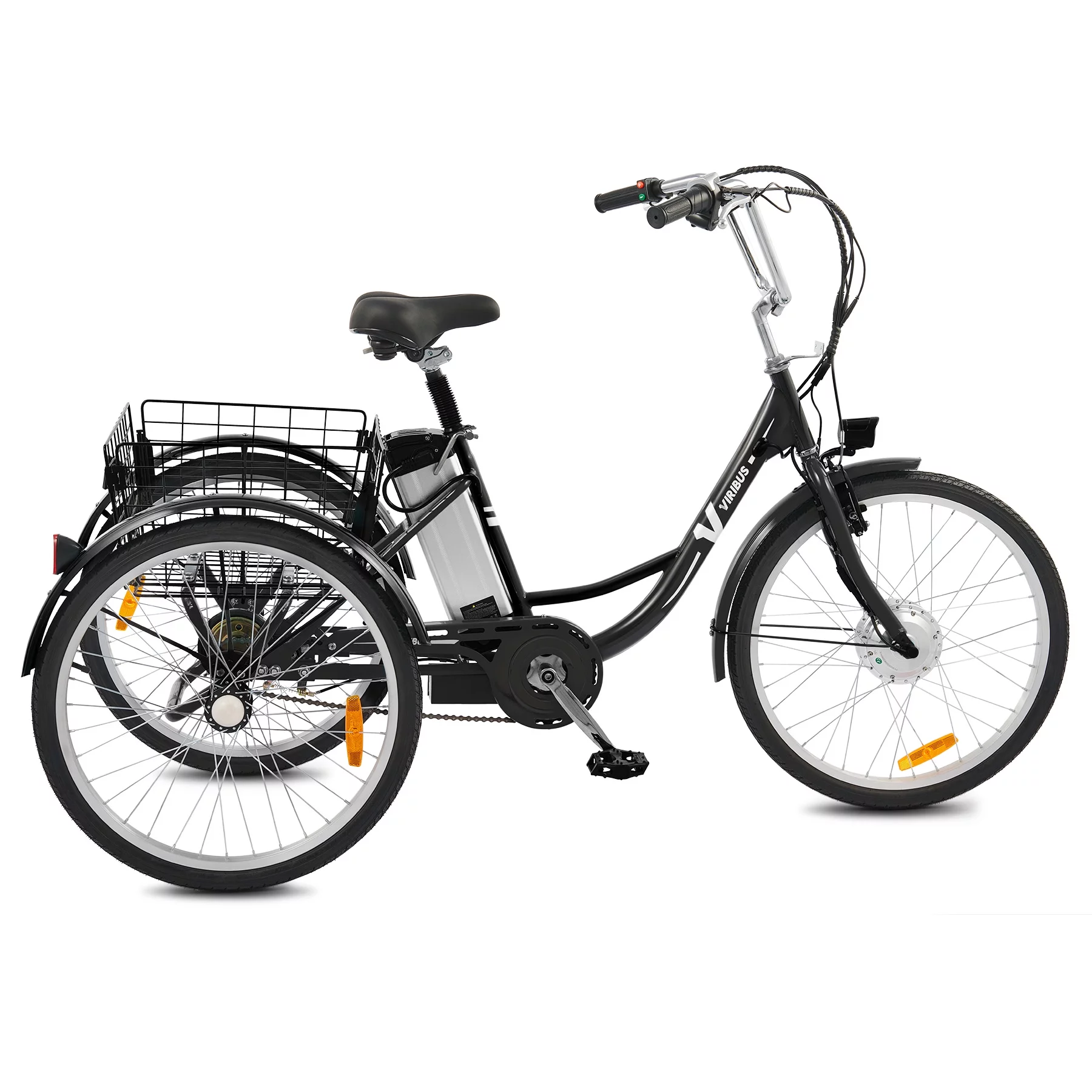 26" Electric Tricycle for Adults 3 Wheel Electric Bike 250W Electric Trike Black