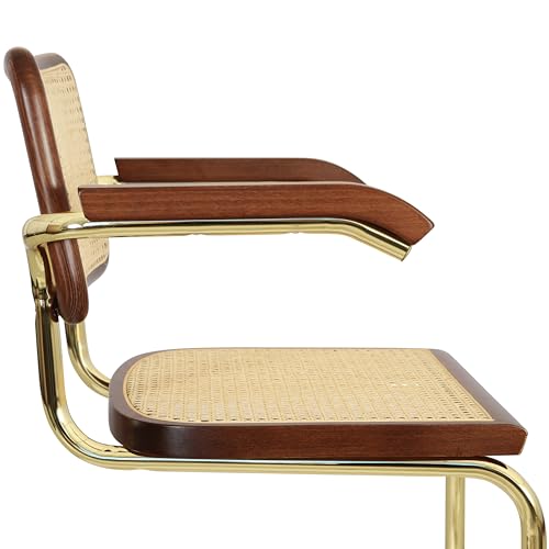Breuer Chair Company Marcel Breuer Cesca Cane Cantilever Armchair Arm Chair w/Brass Steel Frame Black Wood & Black Cane