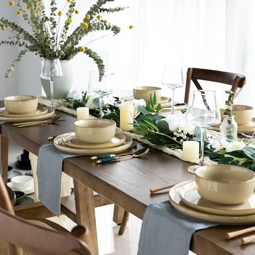 Ceramic Dinnerware Sets for 6, 18 Pieces Stoneware Plates and Bowls Sets, Chip and Scratch Resistant Dishes, Dishwasher & Microwave Safe, Space Blue