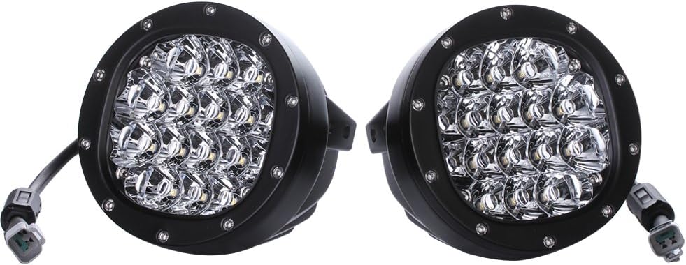 1Pair 5 Inch Round Led Driving Light 80W 8000LM Front Bumper Grille Guards Spotlights for Offroad Jeep Wrangler JK TJ YJ Ford Toyota Pickup 4WD 4X4 ATV SUV Boat Truck Bulldozer Excavator Forklift