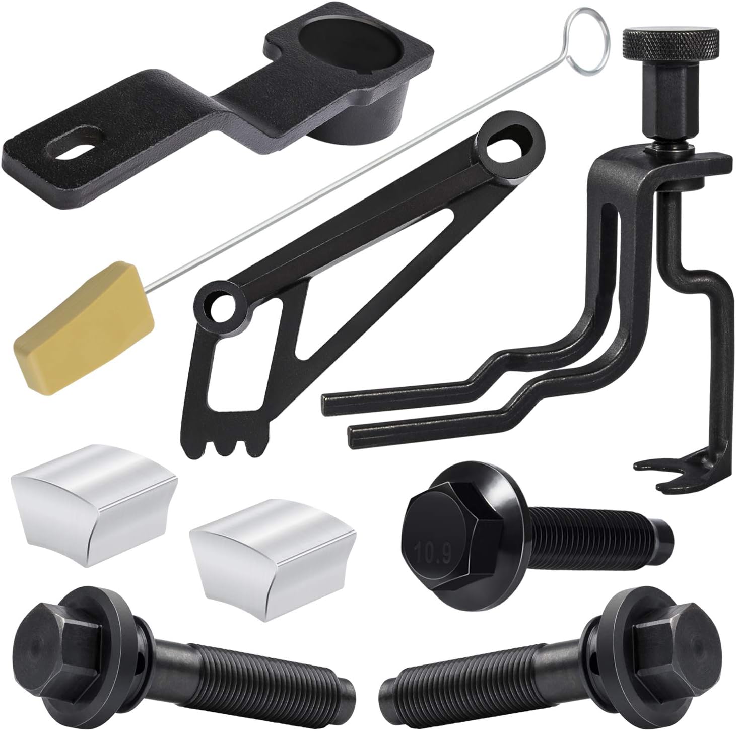 Engine Timming Service Tool Kit with Crankshaft Positioning Tool, Timing Chain Locking Wedge Tool, Cam Phaser Holding Tool, Cam Phaser Lock Out kit and Bolts For Ford 4.6L/5.4L/6.8L 3V Engine Pack of 2