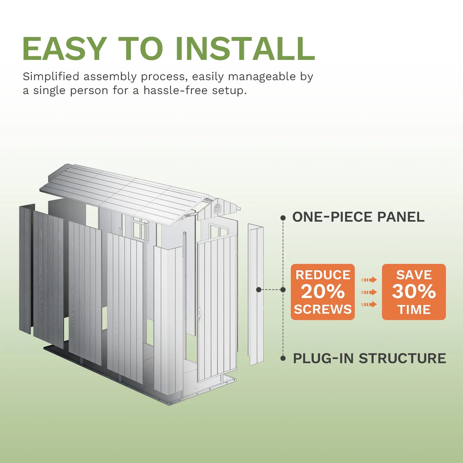 Patiowell 4x8 Resin Shed for Outdoor, Garden tool Storage Shed with Design of Lockable Doors, Tool Storage for Garden