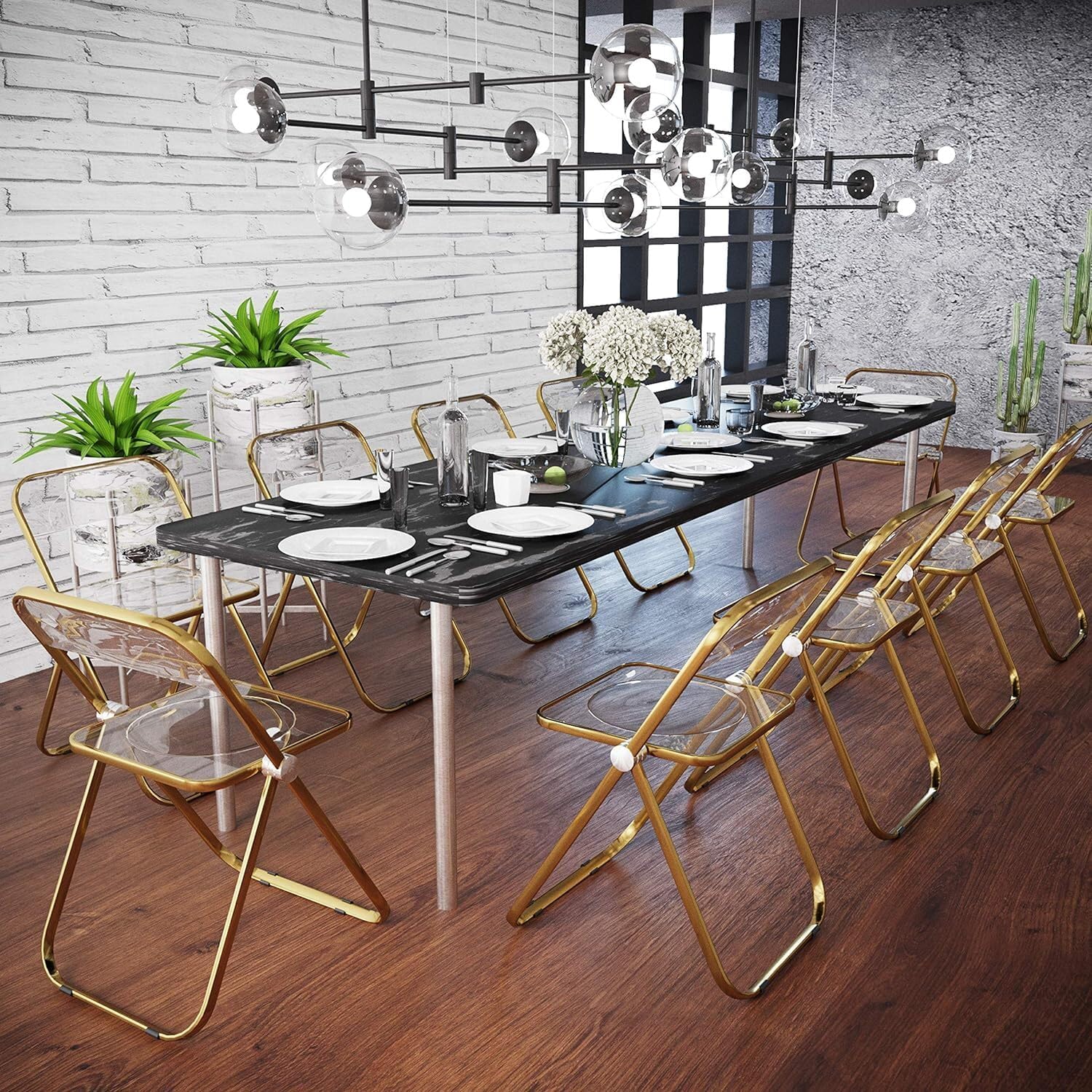 Timeless Trends, Folding Chair with Gold Metal Frame, Foldable for Convenient Storage., Space-Saving, Set of 4