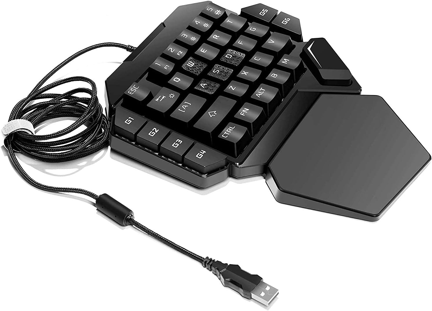RGB One Handed Mechanical Gaming Keyboard,Colorful Backlit Professional Gaming Keyboard with Wrist Rest Support,USB Wired Single Hand Mechanical Keyboard for Game