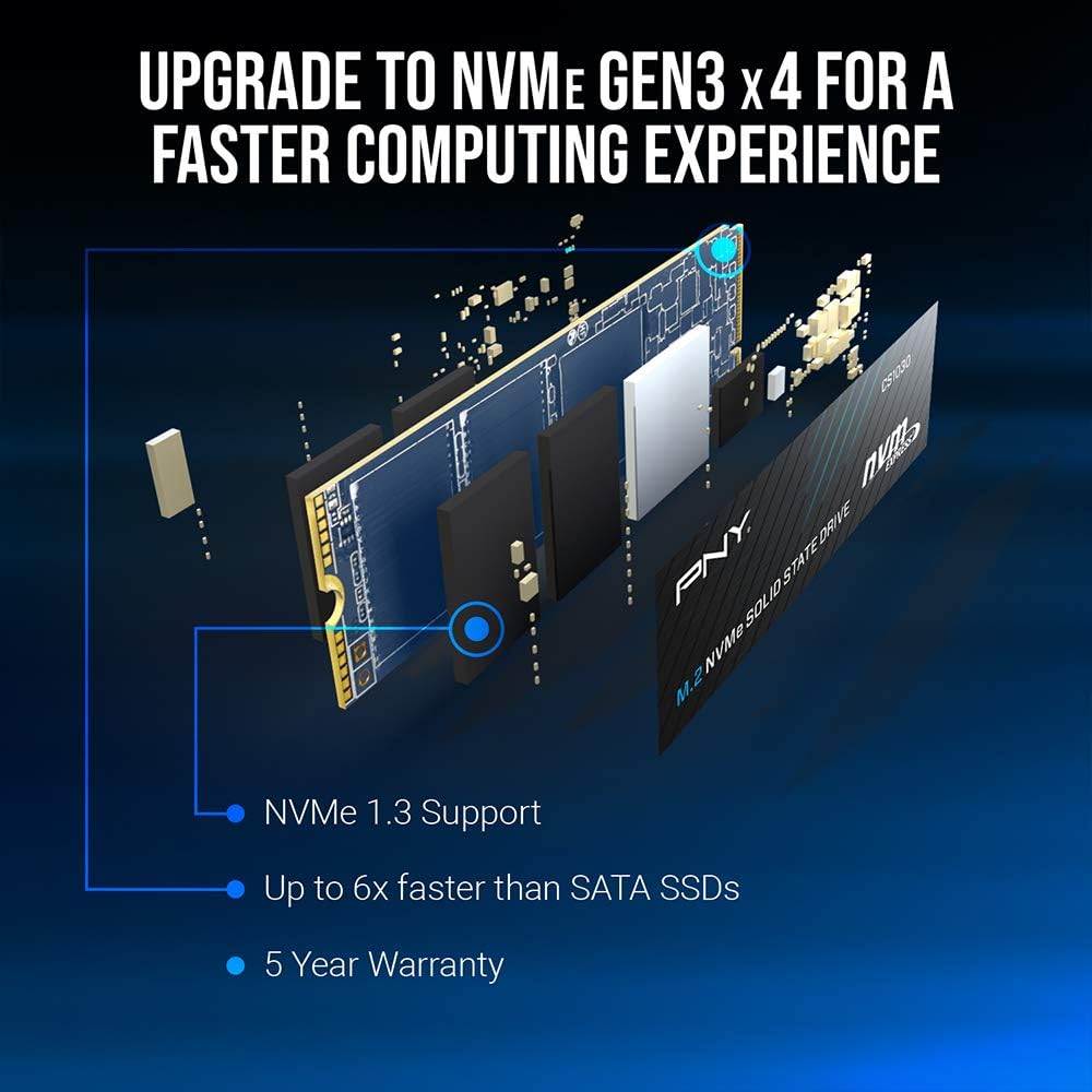 PNY CS1030 2TB M.2 NVMe PCIe Gen3 x4 Internal Solid State Drive (SSD) - M280CS1030-2TB-RB
