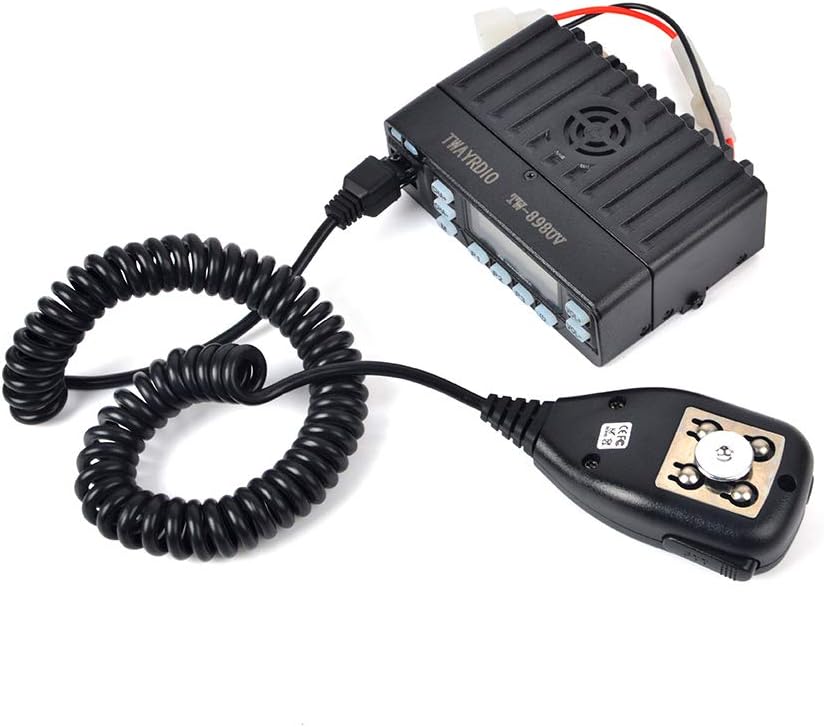 HYS TW898UV 25W Transceiver 136-174Mhz 400-470Mhz Dual Band 2Meter 70CM UHF/VHF 199CH CTCSS DCS Car Mobile Vehicle 2-Way Ham Radio + Program Cable and Software+ Tri Band Telescopic Antenna