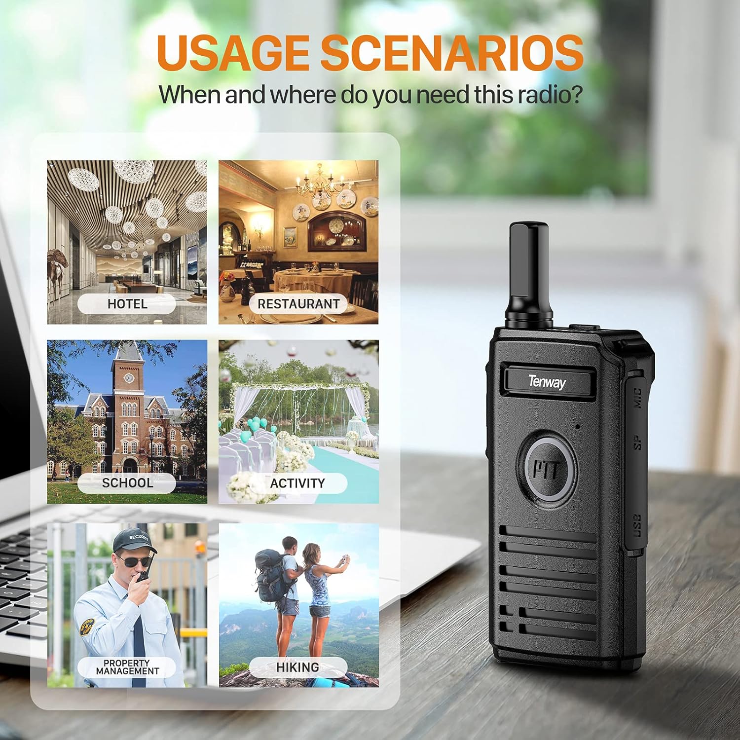 Walkie Talkie for Adults Long Range Rechargeable Mini Two Way Radio with Earpiece VOX Hands Free for Family Kids Trip Camping Hiking (4 Pack)