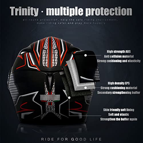 Bluetooth Full Face Motorcycle Helmet, Integrated Smart Bluetooth Modular Helmet, DOT/ECE Approved, Anti Fog Dual Visors Flip up Front Helmet, Adult Men Women Crash Helmet with Tail