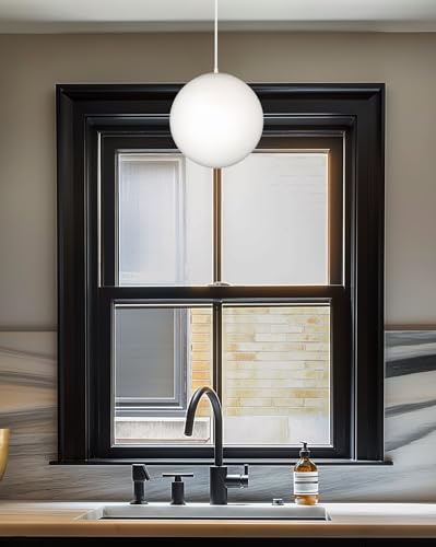Kira Home Ceres 14" Mid-Century Modern Hanging Orb Pendant Light with Smooth Matte White Frosted Diffuser, Cool Brass Finish