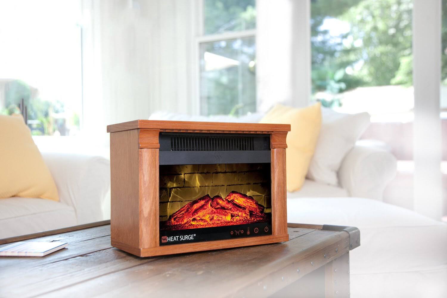 Heat Surge Mini Glo Portable Electric Fireplace Heater, Remote Control