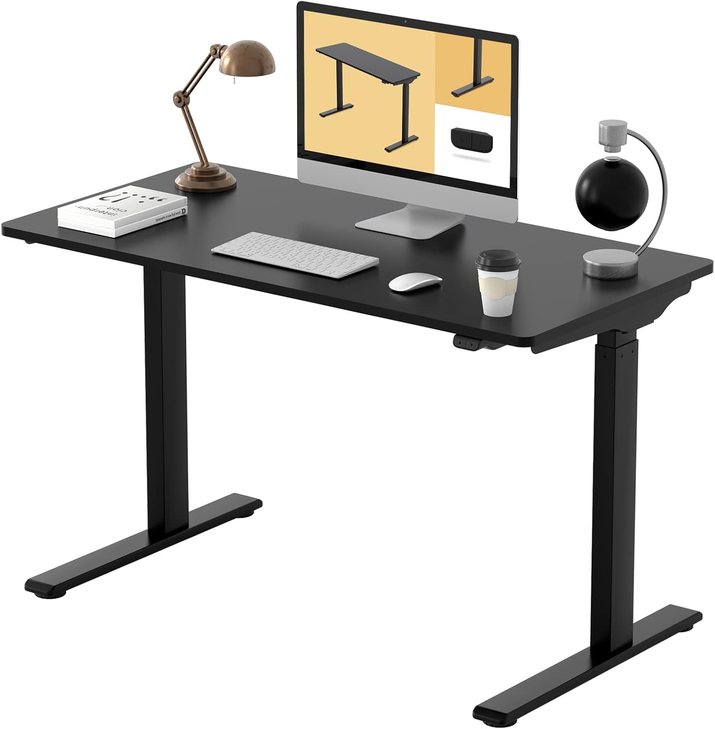 FLEXISPOT EC1 Electric White Standing Desk Adjustable Height Desk, 48 x 30 Inches Whole Piece Board Sit Stand Desk Home Office Workstation Stand up Desk (White Frame + 48 in White Top)