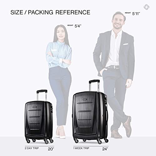 Samsonite Winfield 2 Hardside Expandable Luggage with Spinner Wheels, Brushed Anthracite, Checked-Large 28-Inch
