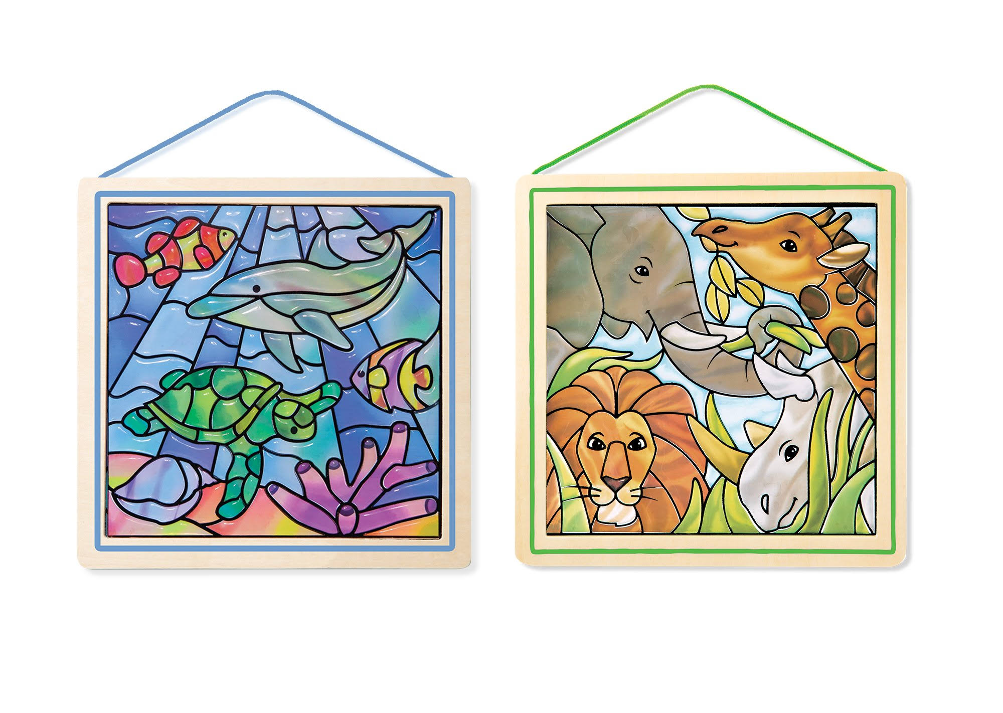 Melissa u0026 Doug Stained Glass Made Easy Activity Kits Set: Ocean and Safari