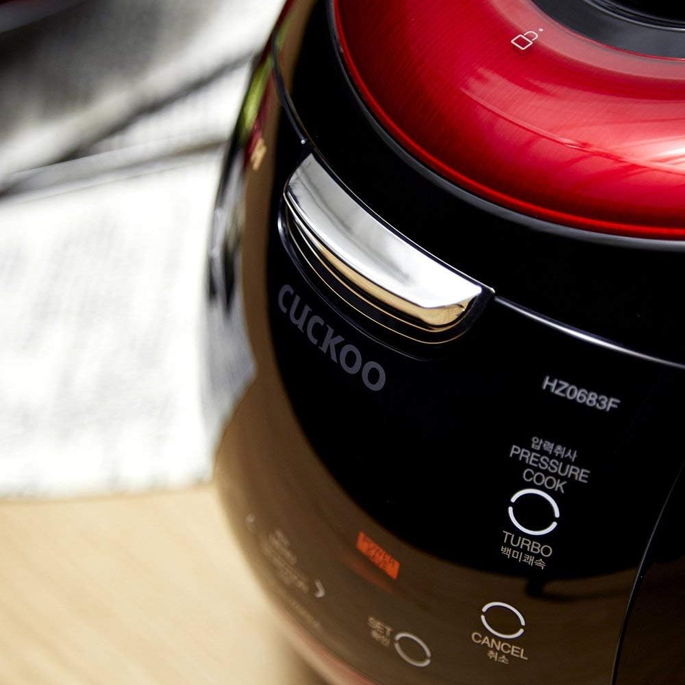 Cuckoo CRP-HZ0683FR Multifunctional and Programmable Electric Induction Heating Pressure Rice Cooker, Fuzzy Logic and Intelligent Cooking Algorithm – 6 Cups, Red (Renewed)