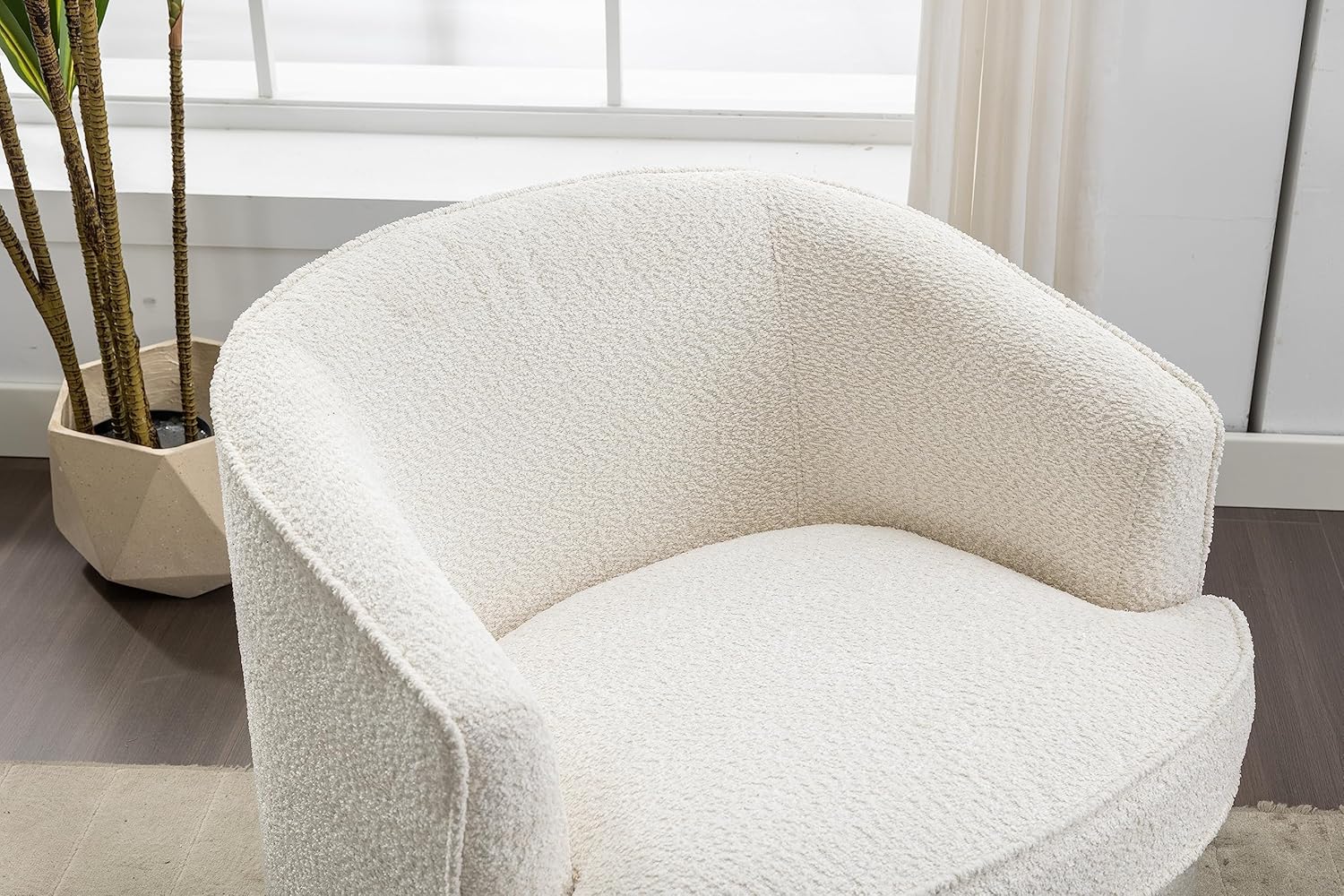 Swivel Barrel Chair, Comfy Round Accent Sofa Chair for Living Room, 360 Degree Swivel Barrel Club Chair, Leisure Arm Chair for Nursery, Hotel, Bedroom, Office, Lounge (Beige) W395102560