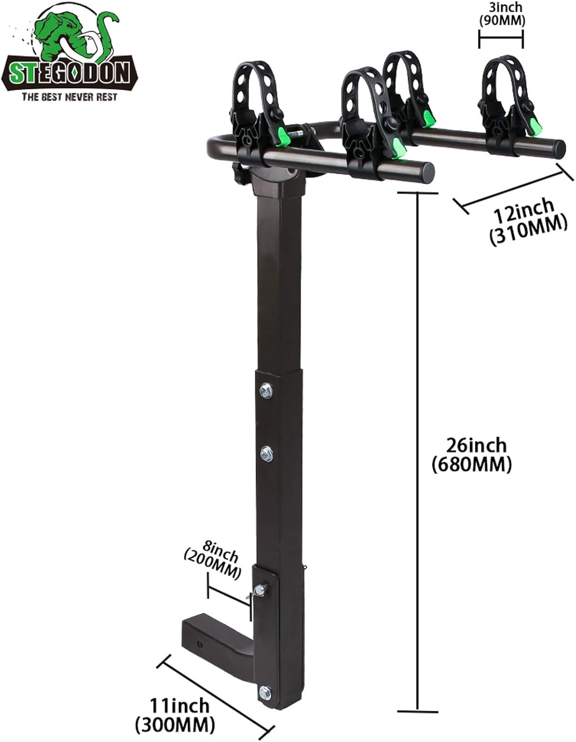 STEGODON 2 Bike Hitch Rack 2'' Hitch Receiver Heavy Duty Bicycle Carrier Racks Hitch Mount Double Foldable Rack for Cars, Trucks, SUV，Hatchback RV，Tow Hitch and Minivans Pack of 2
