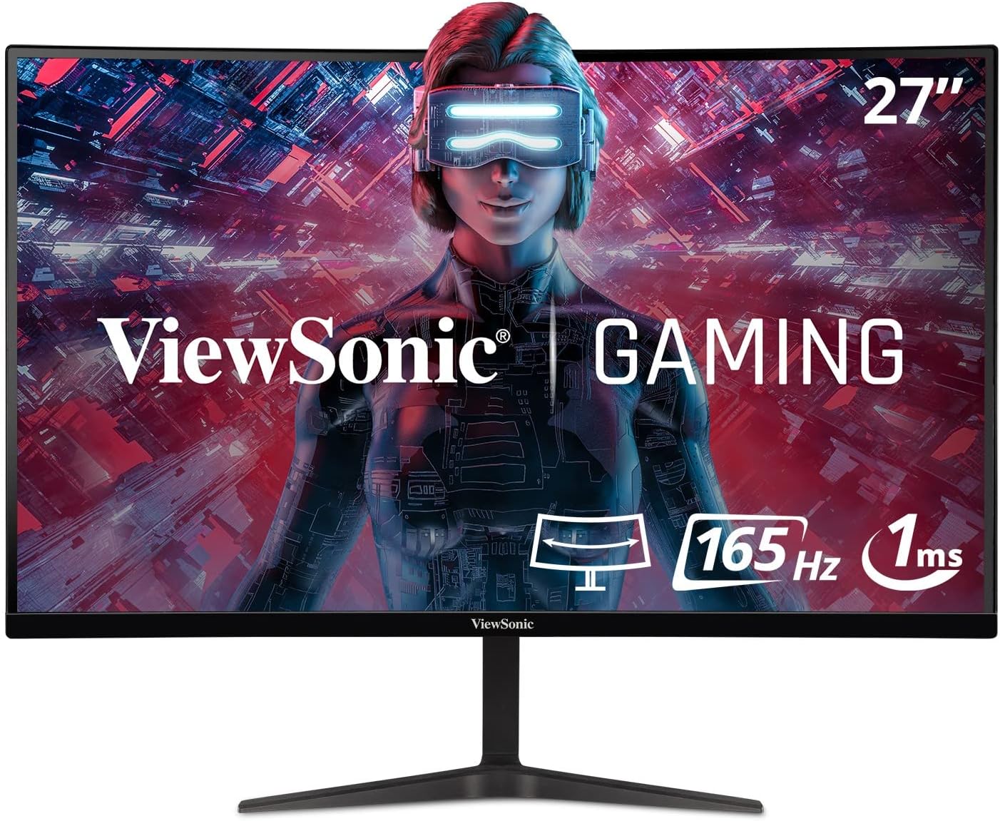 ViewSonic VX3218-PC-MHD 32 Inch Full HD 1080p 165Hz 1ms Curved Gaming Monitor with Adaptive-Sync Eye Care HDMI and Display Port