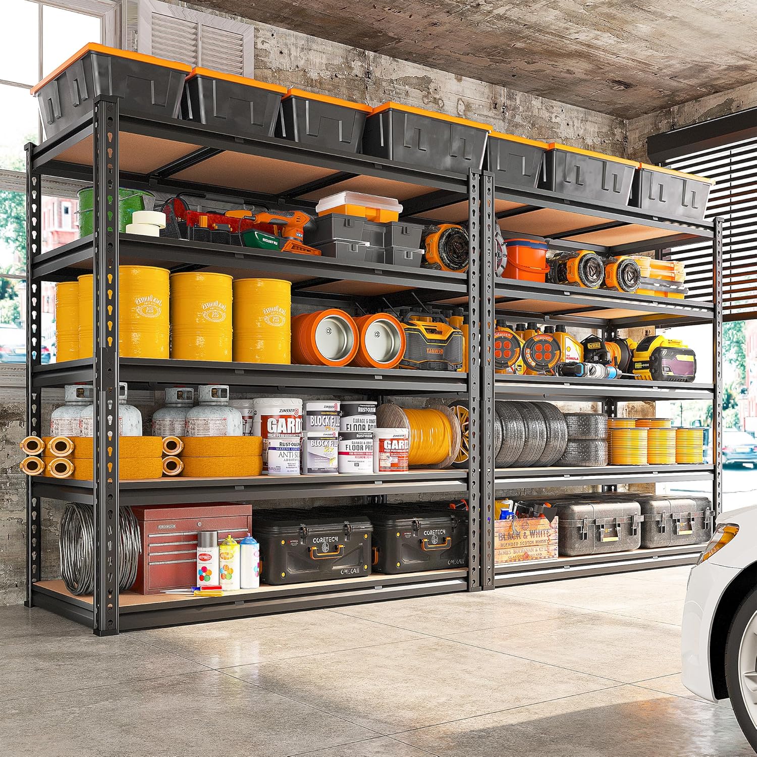 REIBII 48" W Garage Shelving Heavy Duty Storage Shelves 5 Tier 3020LBS Adjustable Shelves for Garage Storage Industrial,47.9" W X71.2 H X 24" D
