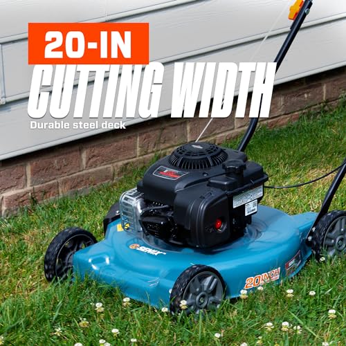 SENIX Gas Lawn Mower, 21-Inch, 140 cc 4-Cycle Briggs & Stratton Engine, 2-in-1 Push Lawnmower, 6-Position Height Adjustment with 11-Inch Rear Wheels, LSPG-M6, Blue