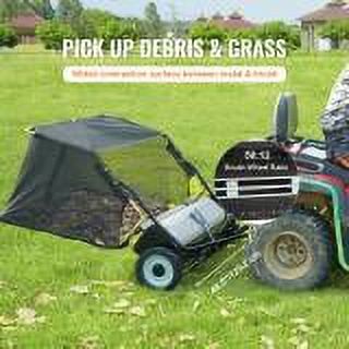 SKYSHALO Lawn Sweeper Tow Behind Leaf Yard Collector 48.5" 26 Cu. Ft. Adjustable