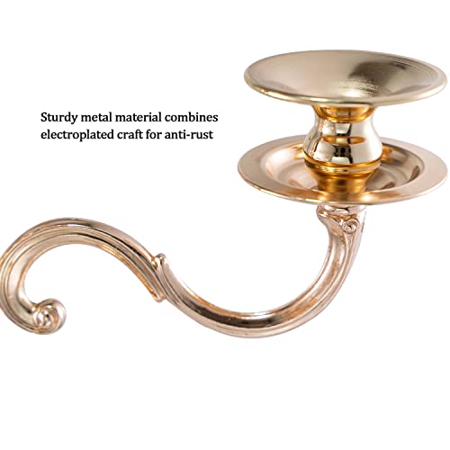 Vincidern 4Pcs 5 Arm Candelabra, Gold Taper Candle Holder for Wedding Table Centerpieces, Christmas Valentine's Day Decorative Metal Candlestick Holder (28 Inch Tall)