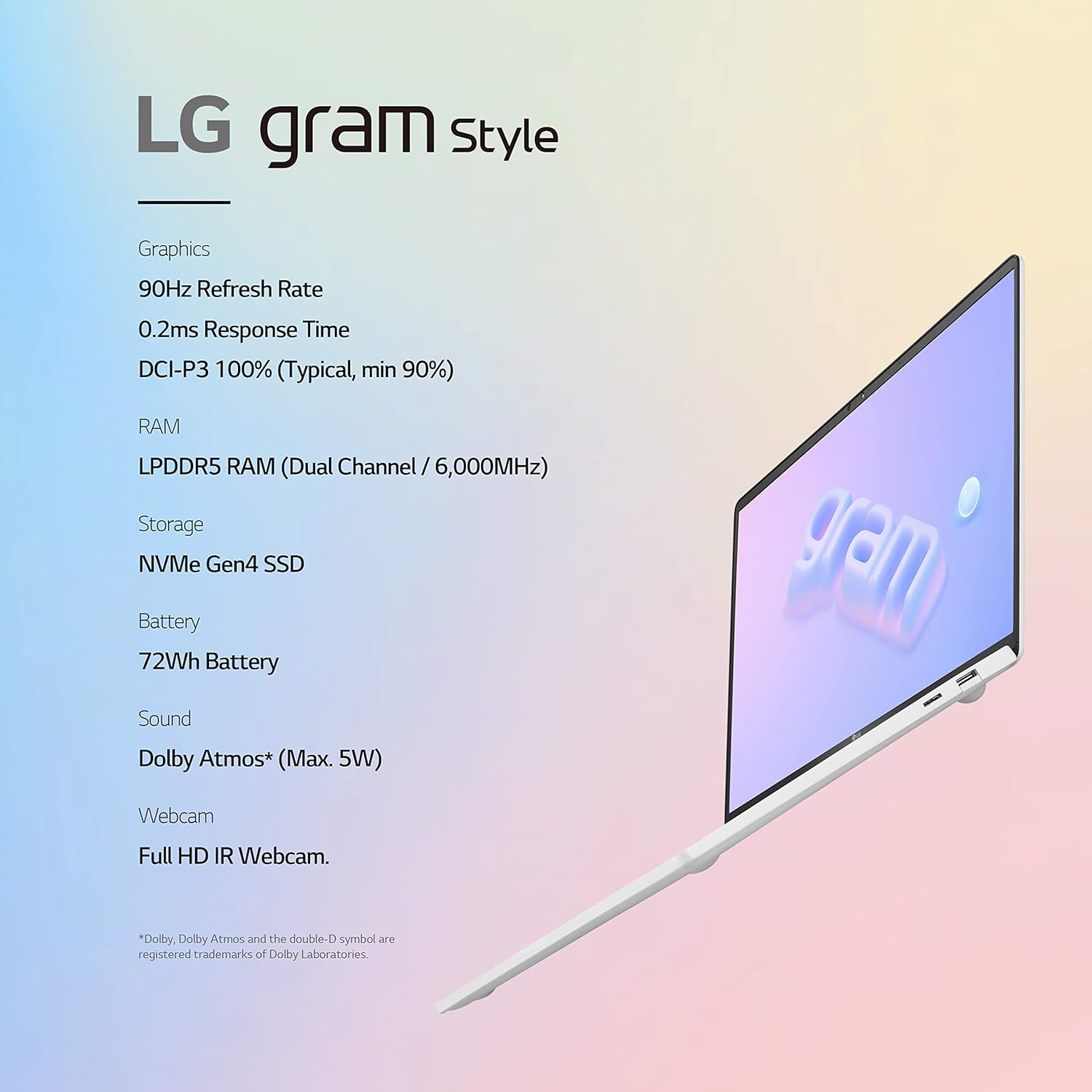 LG gram Style 14” OLED Laptop, Intel 13th Gen Core i7 Evo Platform, Windows 11 Home, 32GB RAM, 1TB SSD, Dynamic White (Renewed)