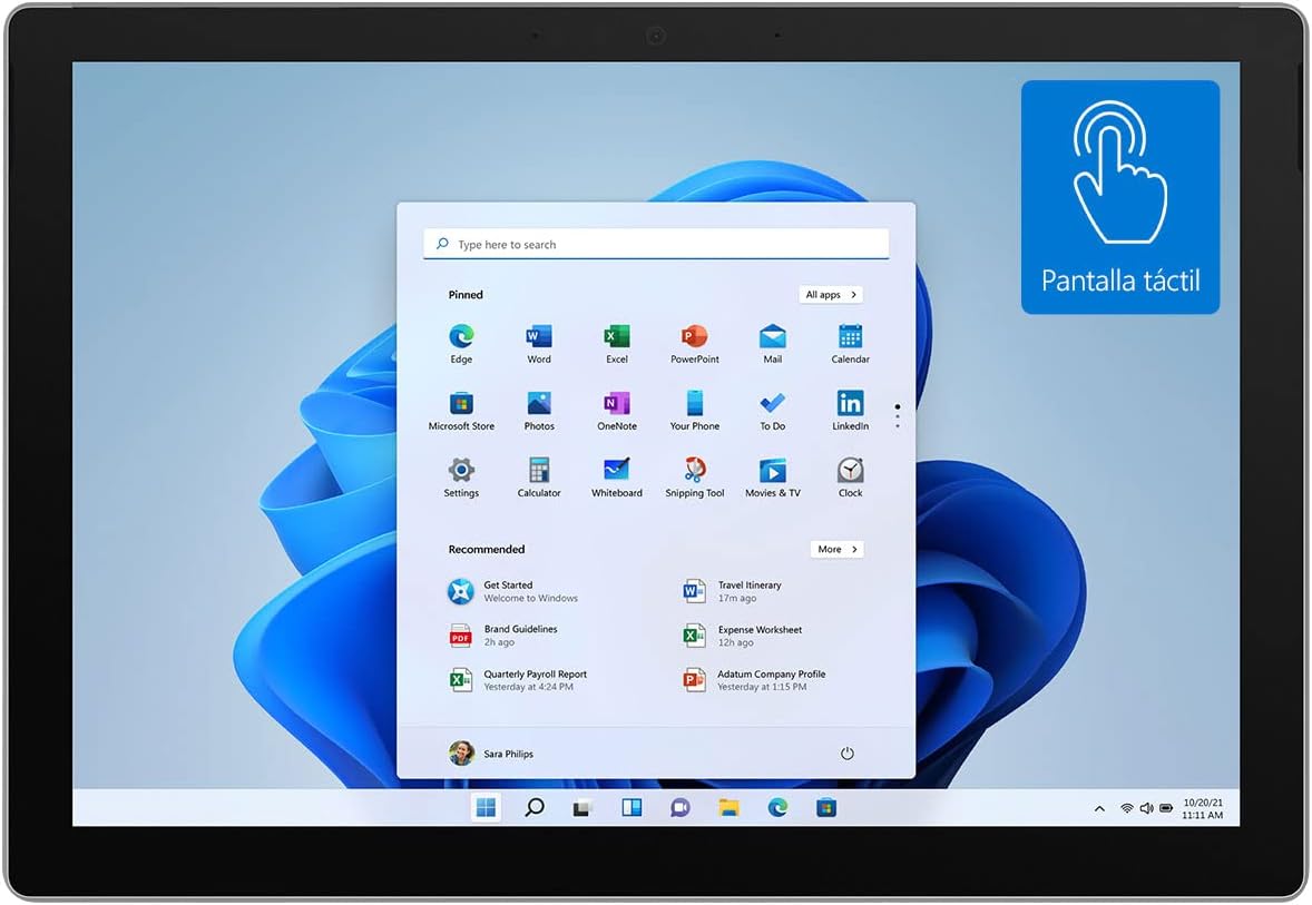 Microsoft Surface Pro 7+ 128GB i5-1135G7 8GB RAM (12.3-inch Touchscreen, Wi-Fi, Quad-Core i5, Windows 11 Home) Platinum, TFN-00001