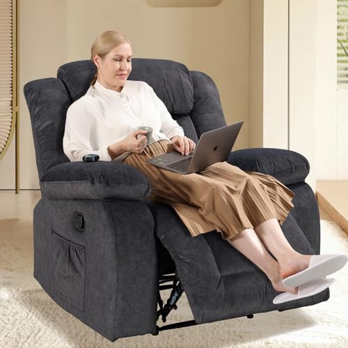 Recliner Chair, Oversized Rocker Recliners with 360 Degree Swivel Function, Multifunctional Recliner for Living Room Lazy Boy, Soft and Comfortable Modern Recliner (JoJo,Khaki)