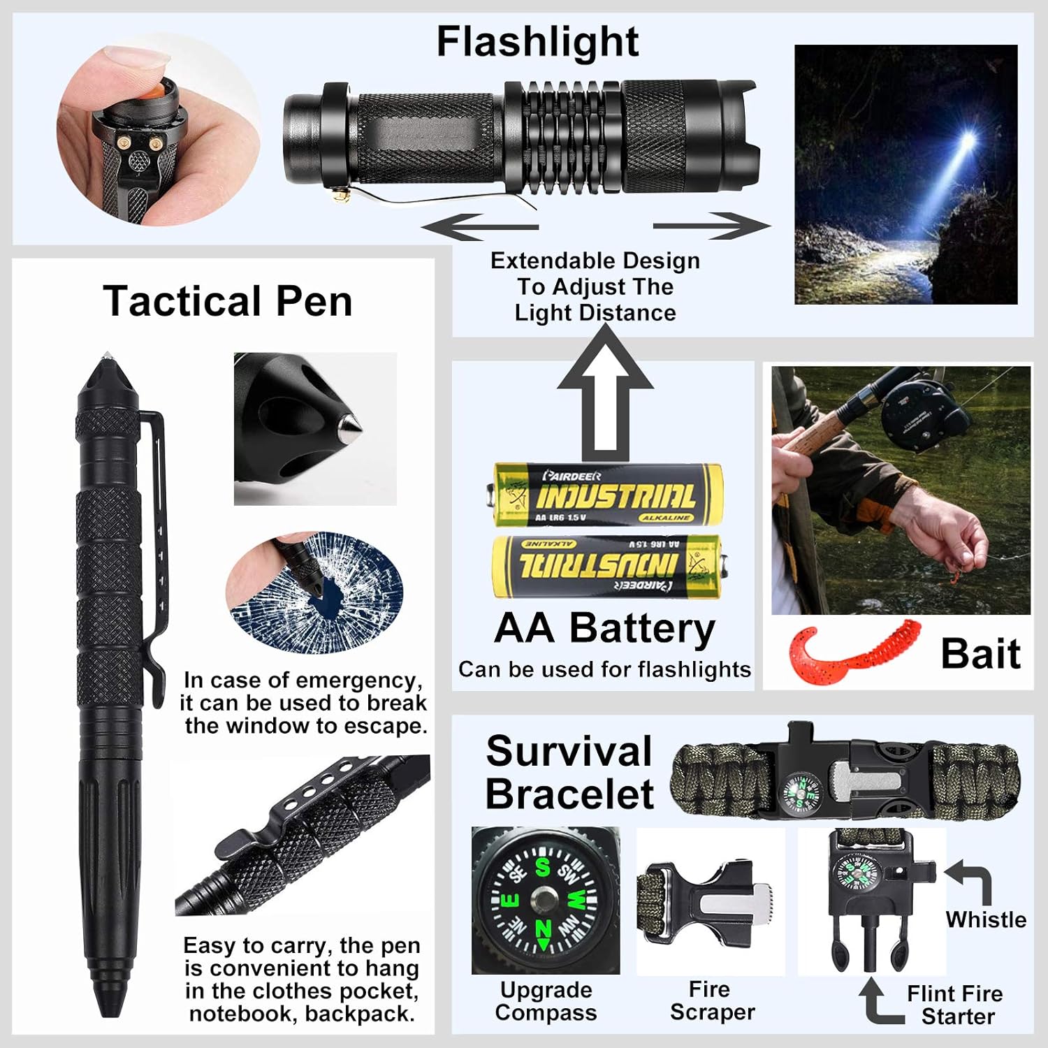 Gifts for Men Dad Husband Fathers Day, Survival Gear and Equipment kit 21 in 1, Professional Cool Gadgets Stuff Tactical Tool, Gift Ideas for Him Teenage Boy Emergency Hunting Outdoors Camping Hiking