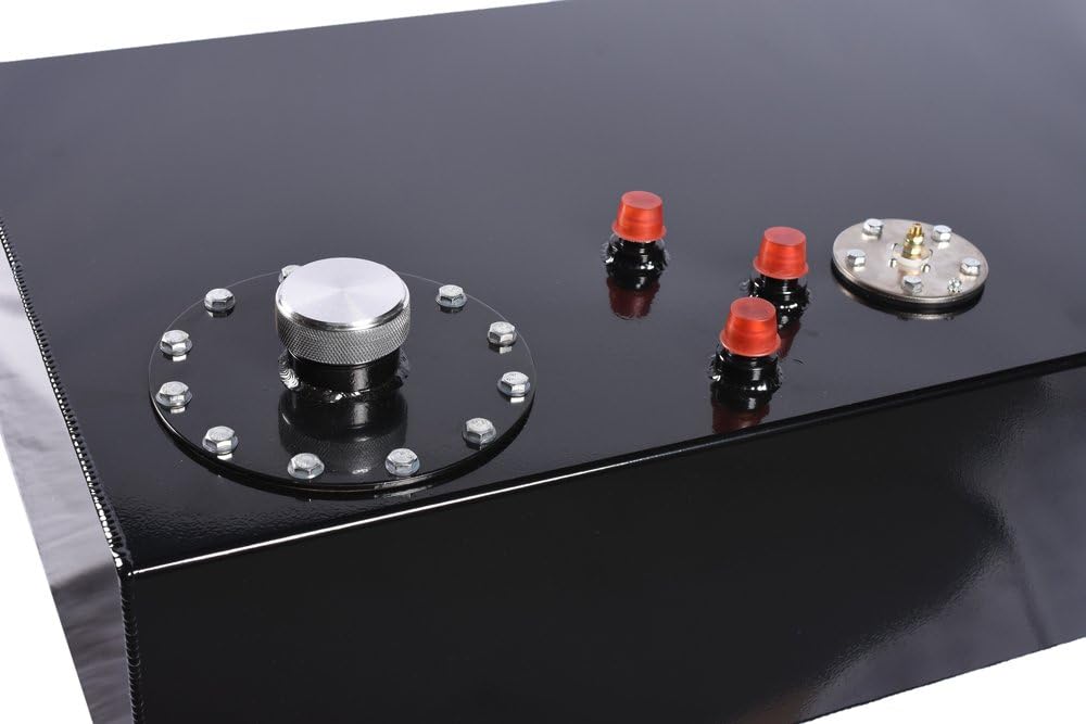 Autoforever 17 Gallon 65L Top Feed Fuel Cell Universal Aluminum Polished Racing Street Drifting Fuel Cell Gas Tank with Level Sensor and Quick Release Fuel Cap Black