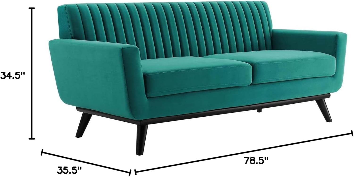 Modway Engage Channel Tufted Performance Velvet Loveseat in Teal