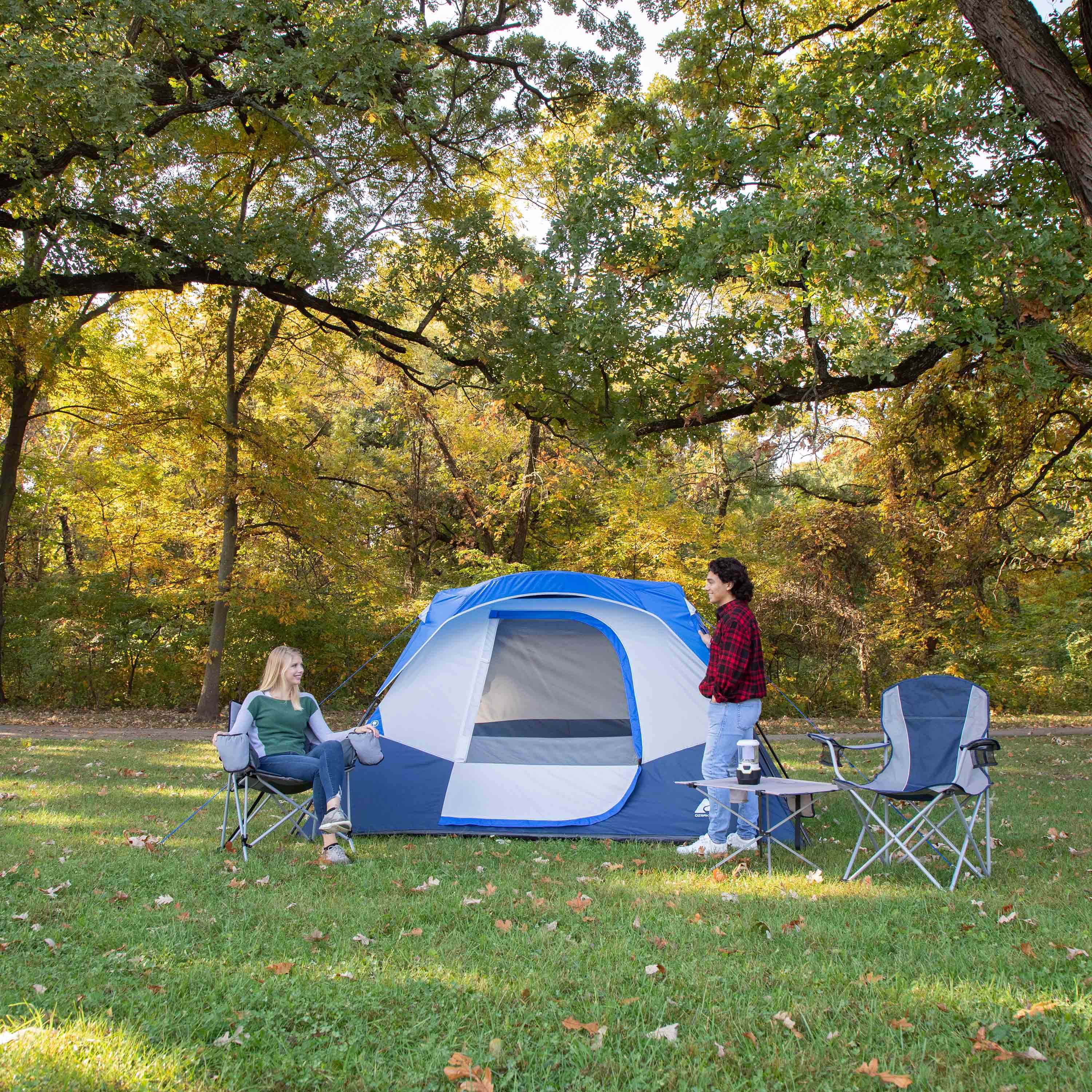 Ozark Trail 10’ x 9' 6-Person Instant Cabin Tent with LED Lighted Hub, 25 lbs