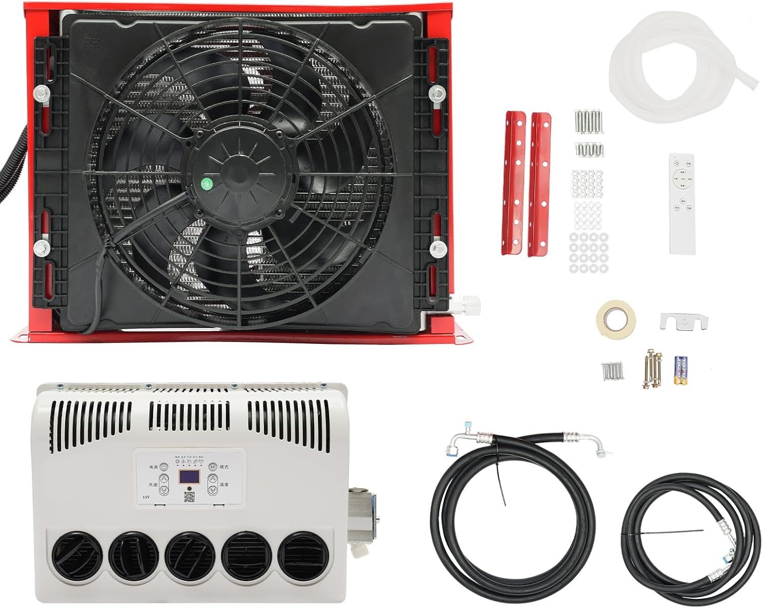 Truck Cab Air Conditioner 12V AC Fits Semi Trucks Bus RV Caravan Crane Excavator 11000 BTU Mini Split Air Conditioner for Commercial Vehicles Trailers