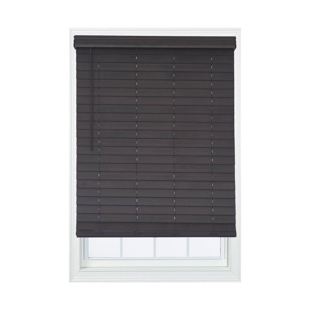 US Shade and Shutter Cut-to-Width Brown Oak Cordless 2.5 in. Distressed Faux Wood Blind - 52 in. W x 72 in. L