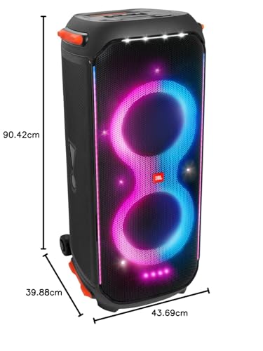 JBL PartyBox 710 -Party Speaker with Powerful Sound, Built-in Lights and Extra Deep Bass, IPX4 Splash Proof, App/Bluetooth Connectivity, Made for Everywhere a Handle Wheels (Black)