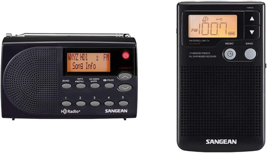 Sangean HDR-14 HD Radio/FM Stereo/AM Portable Radio, standart , Black Pack of 2