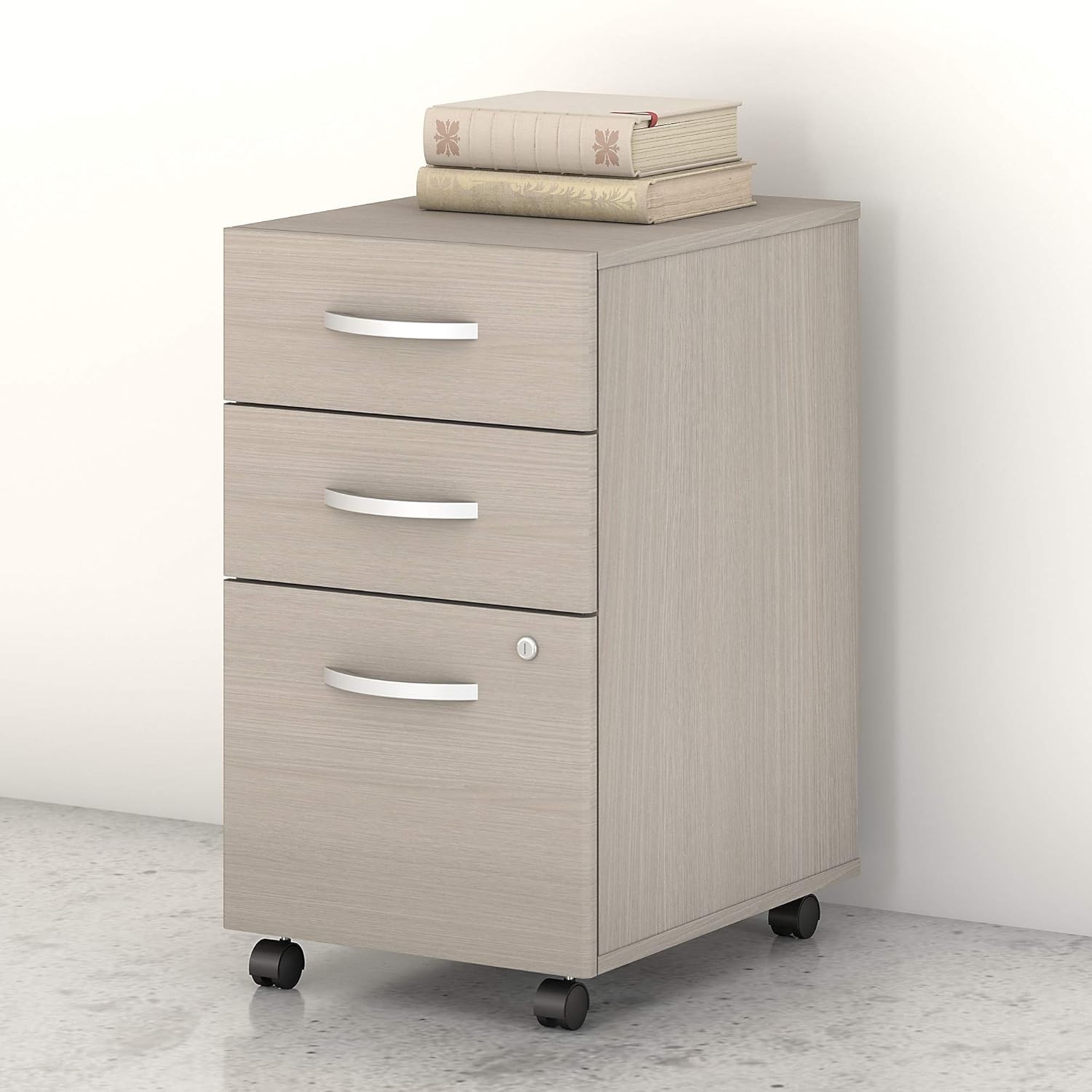 Bush Business Furniture Studio C 3 Drawer Mobile File Cabinet, Sand Oak