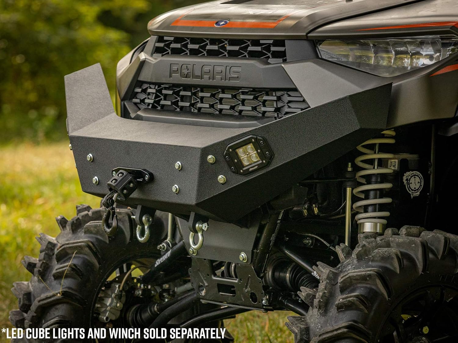 SuperATV Winch-Ready Front Bumper for Polaris Ranger XP 1000 (See Fitment) | Made With Heavy Duty 1/8 Inch Thick Sheet Metal | Black UV-Resistant Powder Coat | Pre-Fit For SuperATV Black Ops Winches