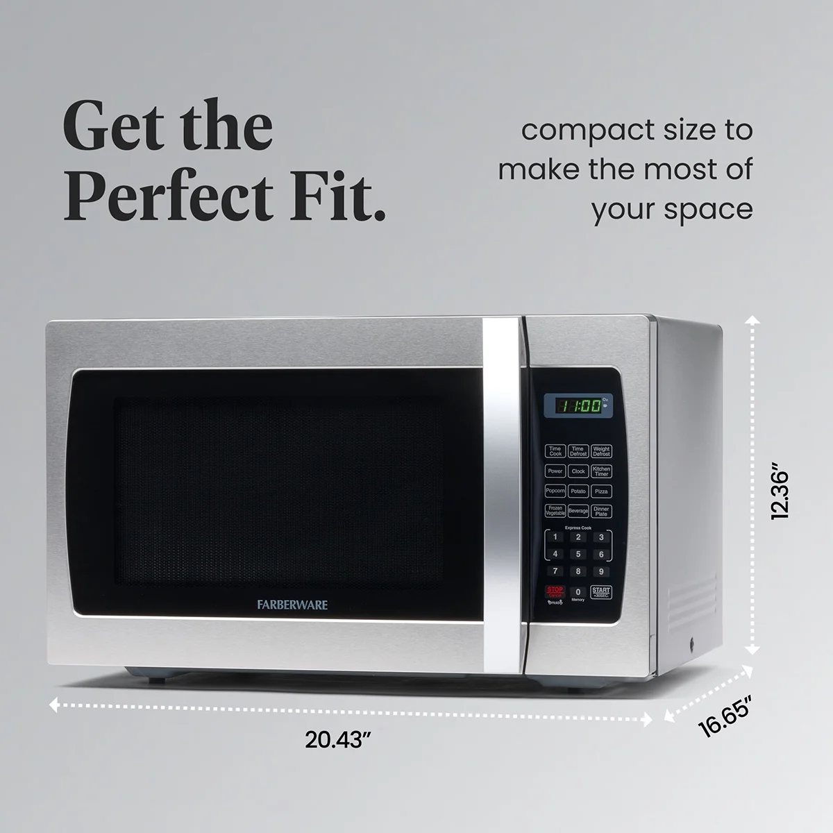 Farberware Countertop Microwave 1000 Watts, 1.3 cu ft - Microwave Oven With LED Lighting and Child Lock - Perfect for Apartments and Dorms - Easy Clean Stainless Steel