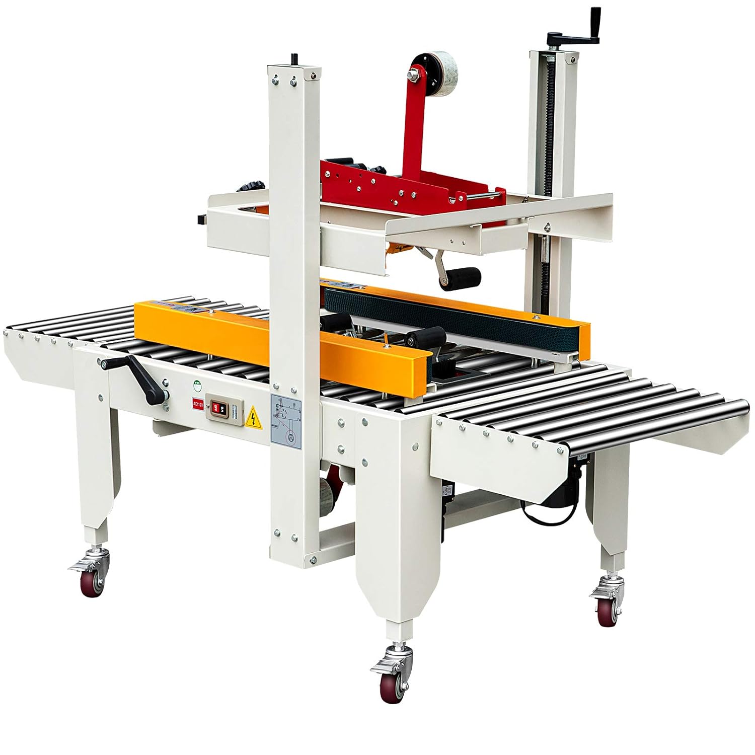 VEVOR Box Sealing Machine, 180W Case Sealer, Carton Sealer 0-18 m/min in Conveying Speed, Automatic Box Sealer, Double-Flap Case Sealer, Carton Taping Machine with Four Rolls of Tape