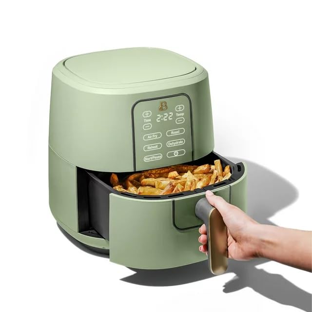 Beautiful 6 Qt Air Fryer with TurboCrisp Technology and Touch-Activated Display, 4 Preset Functions Air fry, Roast, Reheat & Dehydrate, White Icing by Drew Barrymore