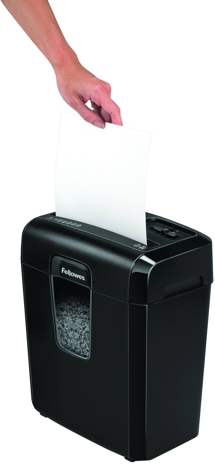 Fellowes MicroCut Shredder with Wastebasket, 8 Sheet Capacity - Black